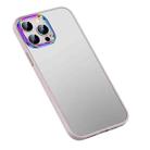 For iPhone 13 Pro Max Colorful Metal Lens Ring Matte PC + TPU Phone Case (Pink) - 1