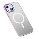 For iPhone 13 MagSafe Colorful Metal Lens Ring Matte PC + TPU Phone Case(Pink) - 1