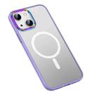 For iPhone 13 MagSafe Colorful Metal Lens Ring Matte PC + TPU Phone Case(Purple) - 1