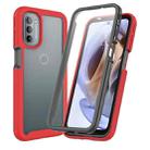 For Motorola Moto G71 5G Starry Sky Full Body Hybrid Shockproof Phone Case (Red) - 1