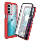 For Motorola Moto G200 5G Starry Sky Full Body Hybrid Shockproof Phone Case (Red) - 1