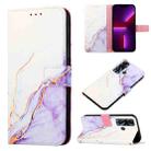 For Tecno Pova Neo(LE6) PT003 Marble Pattern Flip Leather Phone Case(White Purple LS006) - 1