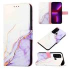 For Tecno Spark Go 2022 / Spark 8C PT003 Marble Pattern Flip Leather Phone Case(White Purple LS006) - 1