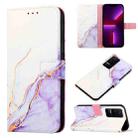 For Xiaomi Redmi K50 Pro PT003 Marble Pattern Flip Leather Phone Case(White Purple LS006) - 1