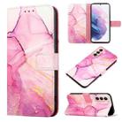 For Samsung Galaxy S21+ 5G PT003 Marble Pattern Flip Leather Phone Case(Pink Purple Gold LS001) - 1