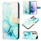 For Samsung Galaxy S21+ 5G PT003 Marble Pattern Flip Leather Phone Case(Green LS003) - 1