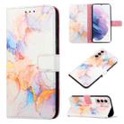 For Samsung Galaxy S21+ 5G PT003 Marble Pattern Flip Leather Phone Case(Galaxy Marble White LS004) - 1