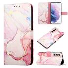 For Samsung Galaxy S21+ 5G PT003 Marble Pattern Flip Leather Phone Case(Rose Gold LS005) - 1