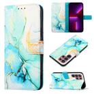 For Samsung Galaxy S22 Ultra 5G PT003 Marble Pattern Flip Leather Phone Case(Green LS003) - 1