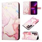 For Samsung Galaxy S22 Ultra 5G PT003 Marble Pattern Flip Leather Phone Case(Rose Gold LS005) - 1