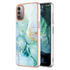 For Nokia G21 / G11 Electroplating Marble Pattern Dual-side IMD TPU Phone Case(Green 003) - 1