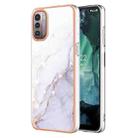 For Nokia G21 / G11 Electroplating Marble Pattern Dual-side IMD TPU Phone Case(White 006) - 1