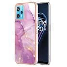 For Realme 9 Pro+ Electroplating Marble Pattern Dual-side IMD TPU Phone Case(Purple 001) - 1