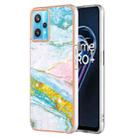 For Realme 9 Pro+ Electroplating Marble Pattern Dual-side IMD TPU Phone Case(Green 004) - 1