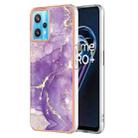 For Realme 9 Pro Electroplating Marble Pattern Dual-side IMD TPU Phone Case(Purple 002) - 1