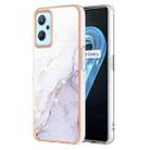 For Realme 9i Electroplating Marble Pattern Dual-side IMD TPU Phone Case(White 006) - 1