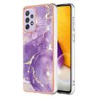 For Samsung Galaxy A13 4G Electroplating Marble Pattern Dual-side IMD TPU Phone Case(Purple 002) - 1