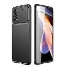 For Xiaomi Poco X4 Pro 5G Precise Hole Carbon Fiber Texture Shockproof TPU Phone Case(Black) - 1