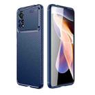 For Xiaomi Poco X4 Pro 5G Precise Hole Carbon Fiber Texture Shockproof TPU Phone Case(Blue) - 1