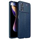 For Xiaomi Poco X4 Pro 5G Precise Hole Litchi Texture TPU Shockproof Phone Case(Blue) - 1