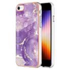 For iPhone SE 2022 / SE 2020 / 8 / 7 Electroplating Marble Pattern Dual-side IMD TPU Shockproof Phone Case(Purple 002) - 1