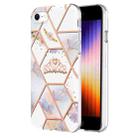 For iPhone SE 2022 / SE 2020 / 8 / 7 Electroplating Splicing Marble Flower Pattern TPU Shockproof Phone Case(Crown) - 1