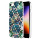 For iPhone SE 2022 / SE 2020 / 8 / 7 Electroplating Splicing Marble Flower Pattern Dual-side IMD TPU Shockproof Phone Case(Blue Green) - 1
