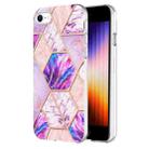 For iPhone SE 2022 / SE 2020 / 8 / 7 Electroplating Splicing Marble Flower Pattern Dual-side IMD TPU Shockproof Phone Case(Light Purple) - 1