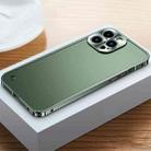 For iPhone 12 Pro Metal Frame Frosted Case(Dark Green) - 1