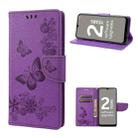 For Nokia G21 Butterfly Embossed Horizontal Flip Leather Phone Case(Purple) - 1