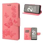 For Nokia G21 Butterfly Embossed Horizontal Flip Leather Phone Case(Pink) - 1