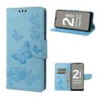 For Nokia G21 Butterfly Embossed Horizontal Flip Leather Phone Case(Blue) - 1