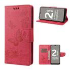 For Nokia G21 Butterfly Embossed Horizontal Flip Leather Phone Case(Red) - 1