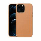 Electroplating Leather Texture PC + TPU Phone Case For iPhone 13 Pro(Yellow Brown) - 1