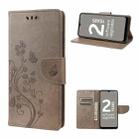 For Nokia G21 Butterfly Flower Pattern Leather Phone Case(Grey) - 1