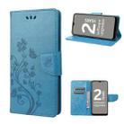 For Nokia G21 Butterfly Flower Pattern Leather Phone Case(Blue) - 1