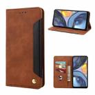 For Motorola Moto G22 Skin Feel Splicing Leather Phone Case(Brown) - 1