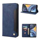 For Motorola Moto G22 Skin Feel Splicing Leather Phone Case(Blue) - 1