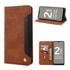 For Nokia G21 Skin Feel Splicing Leather Phone Case(Brown) - 1