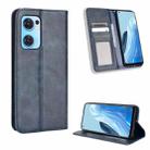 For OPPO Reno7 5G / Find X5 Lite Magnetic Buckle Retro Texture Leather Phone Case(Blue) - 1