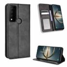 For TCL 30V 5G Magnetic Buckle Retro Texture Leather Phone Case(Black) - 1