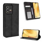 For vivo S12 / V23 5G Magnetic Buckle Retro Texture Leather Phone Case(Black) - 1