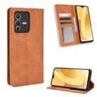 For vivo S12 / V23 5G Magnetic Buckle Retro Texture Leather Phone Case(Brown) - 1