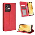 For vivo S12 / V23 5G Magnetic Buckle Retro Texture Leather Phone Case(Red) - 1