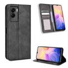 For vivo Y55s 5G Magnetic Buckle Retro Texture Leather Phone Case(Black) - 1