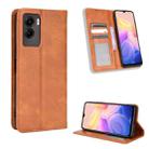 For vivo Y55s 5G Magnetic Buckle Retro Texture Leather Phone Case(Brown) - 1