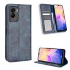 For vivo Y55s 5G Magnetic Buckle Retro Texture Leather Phone Case(Blue) - 1