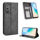 For vivo Y76 5G Magnetic Buckle Retro Texture Leather Phone Case(Black) - 1