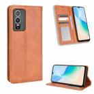 For vivo Y76 5G Magnetic Buckle Retro Texture Leather Phone Case(Brown) - 1