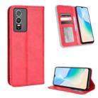 For vivo Y76 5G Magnetic Buckle Retro Texture Leather Phone Case(Red) - 1